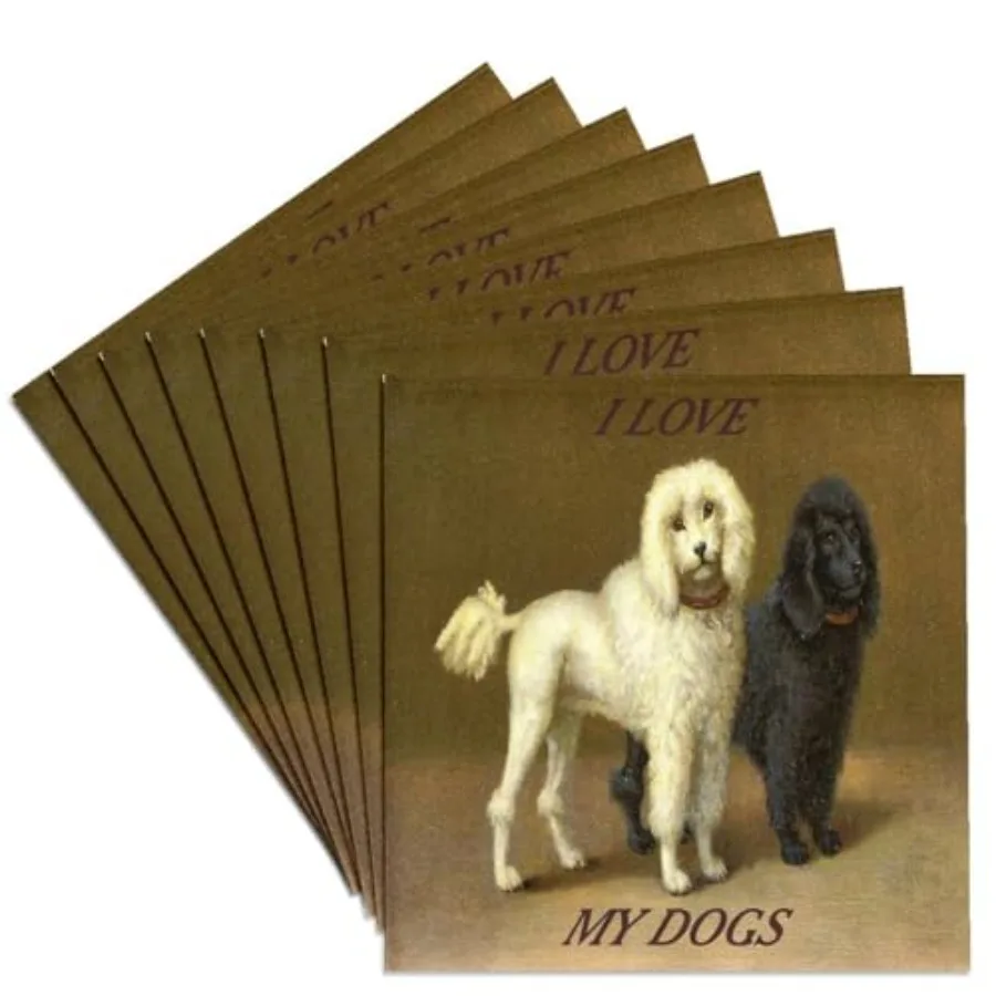 

CST_35015_4 Набор из 8 керамических подставок для чашек с изображением белых и черных пуделей и надписью Love