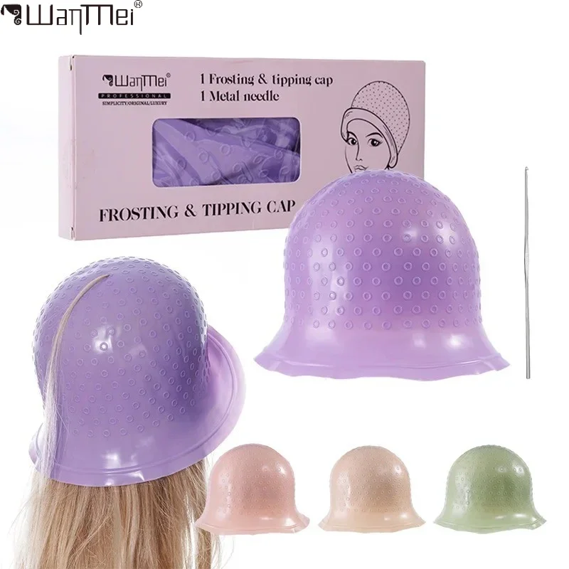 Salon Silicone Hair Coloring Cap Highlight Reusable Needle H