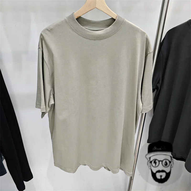 high-quality pure cotton kanye west street clothing solid color casual loose YZY men\'s T-shirt