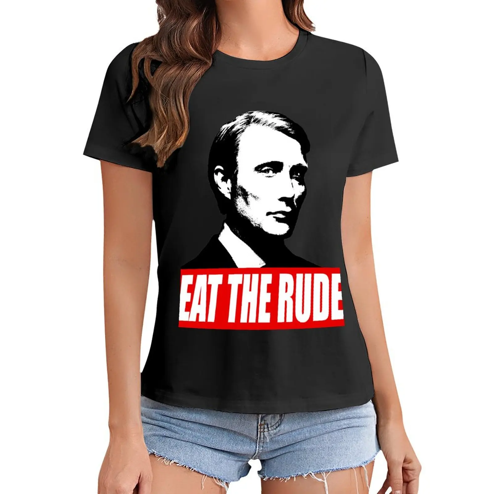 

EAT THE RUDE - Hannibal [Dark Background] T-Shirt sweat Aesthetic clothing t-shirts for Women graphic tees