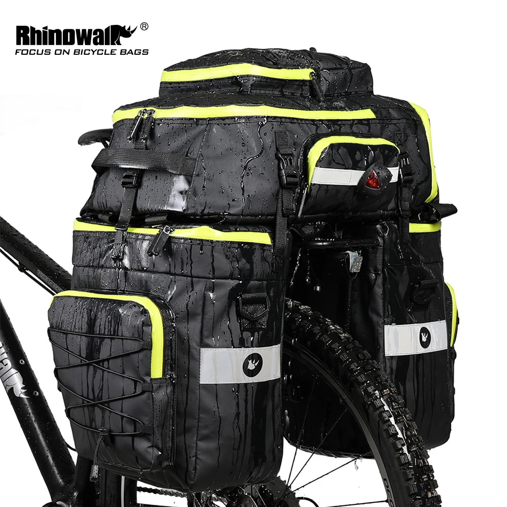 

Велосипедная сумка-кофр Rhinowalk 3 в 1, большая вместительная сумка для багажника, для горных и шоссейных велосипедов, двойная боковая сумка для хранения на заднем багажнике.