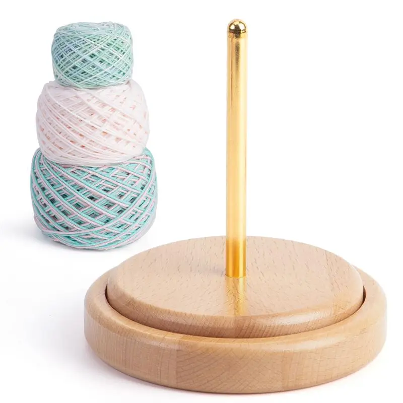 J1UL1N Wooden Yarn Holder For Knitting And Crocheting,Easy Install And Operate Yarn Spinner Holder, Spinner With Yarn Storage