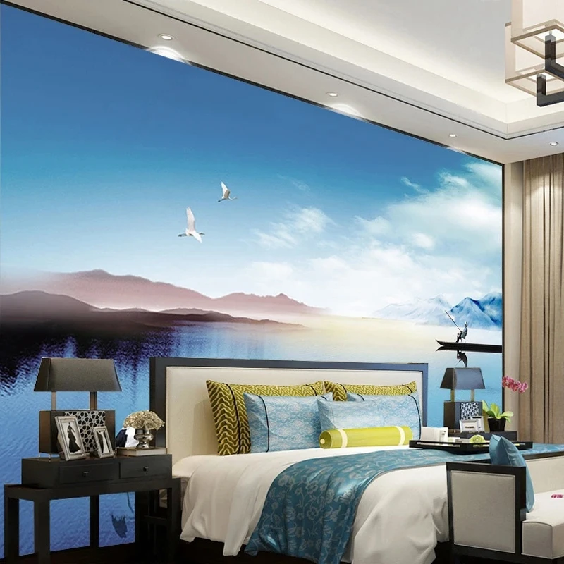Custom 3D Photo Nature Landscape Blue Lake Mural Wallpaper for Bedroom Living Room TV Background Wall Decor Non-woven Wall Paper