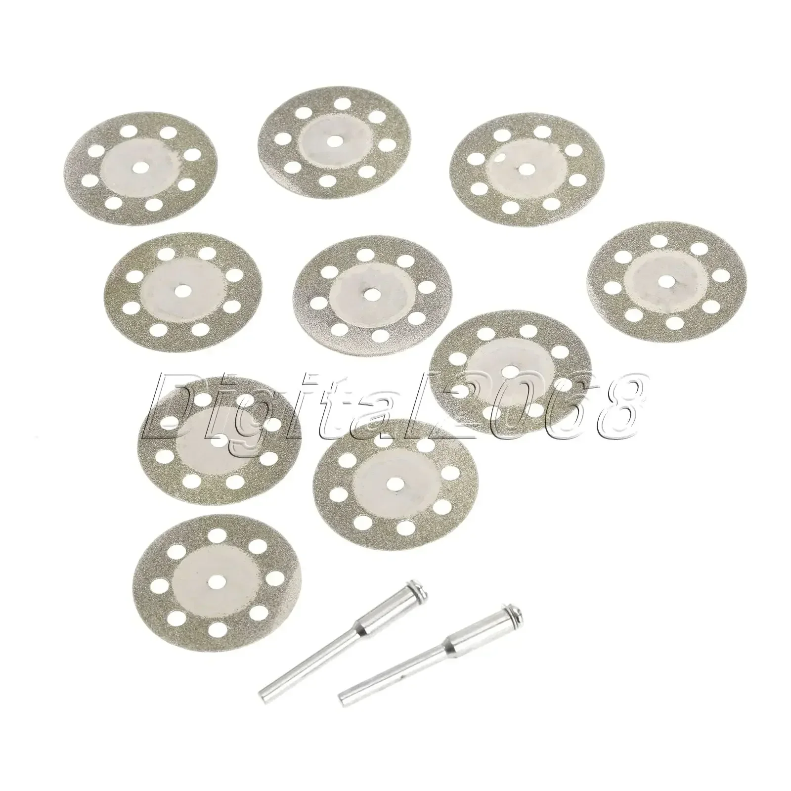 New 10pcs 8 Holes Diamond Circular Saw Blades Cutting Cut Off Cutter Wheel Discs + 2pcs Mandrel for Dremel Rotary Tools 30mm