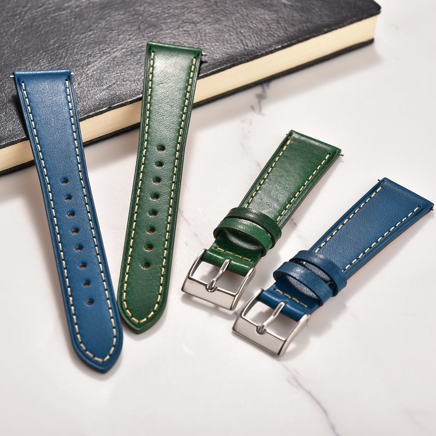 

New Handmade Vegetable Tanned Head Leather Strap for Cartier Tissot Omega Men's Women Quick Release Leather Band 18mm 20mm 22mm