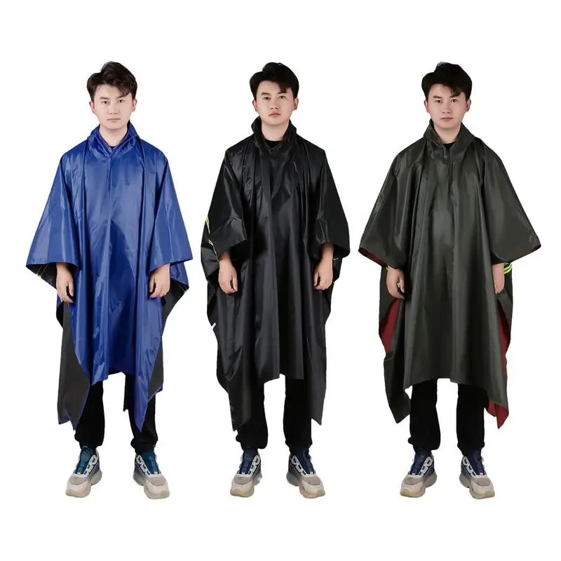 

Rain Ponchos For Adults Adult Rain Poncho With Hood Multifunctional Reflective Strip Design Hooded Raincoat For Hiking Cycling