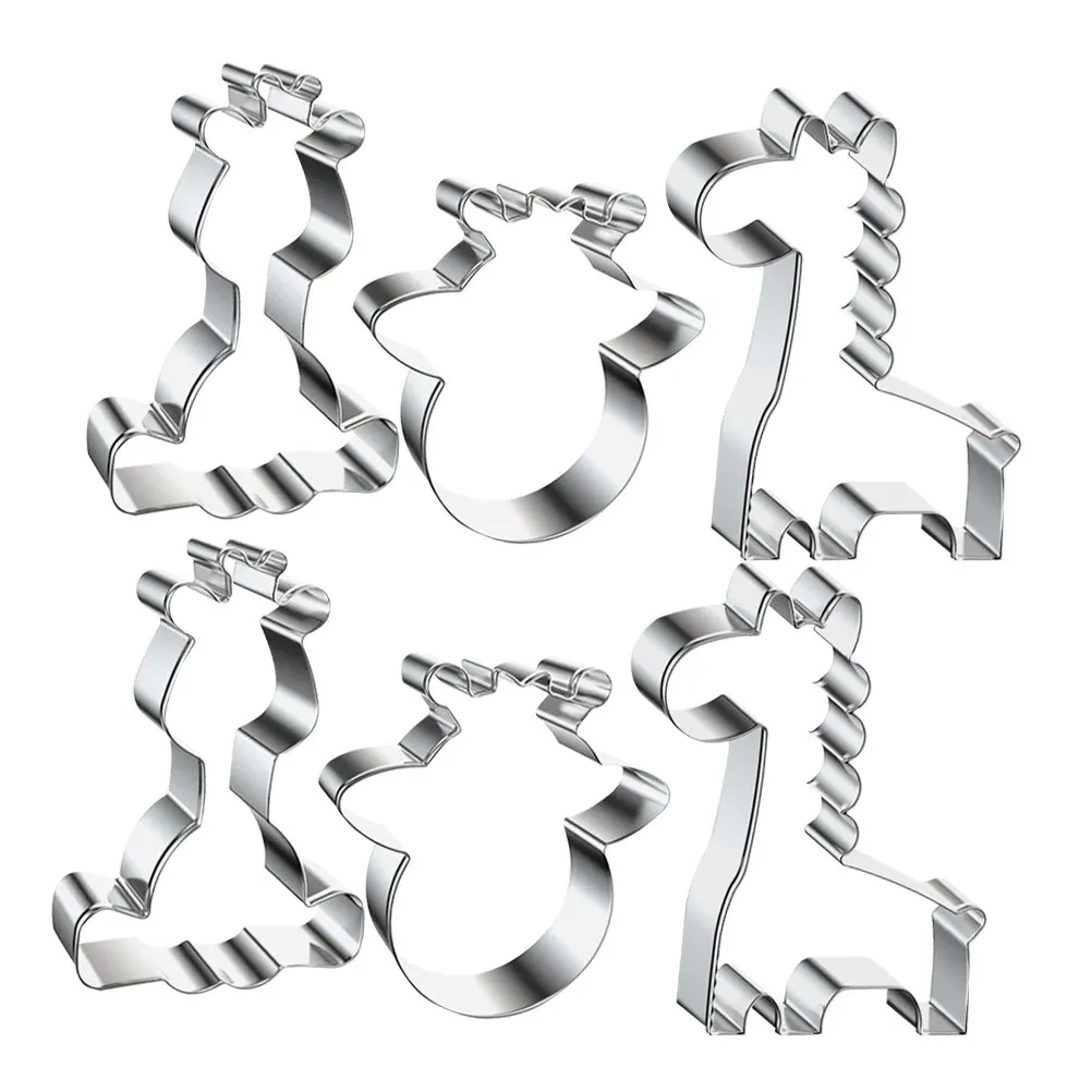 6Pcs Giraffe Shape Cookie Cutter Molds Premium Stainless Steel Eco-Friendly Rustproof Fruit Vegetable Rice Roll Craft Baking