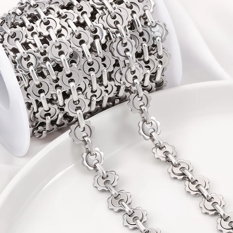 

1meter Stainless Steel 10mm Gear Sun Chain For Jewelry Making Supplies DIY Charm Necklace Bracelet Fashion Accessorie Wholesale