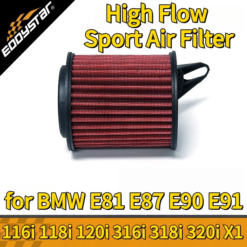 

High Flow Sport Air Filter for BMW E81 E87 E88 116i 118i 120i E90 E91 E92 E93 316i 318i 320i X1 Washable Racing Intake Filters