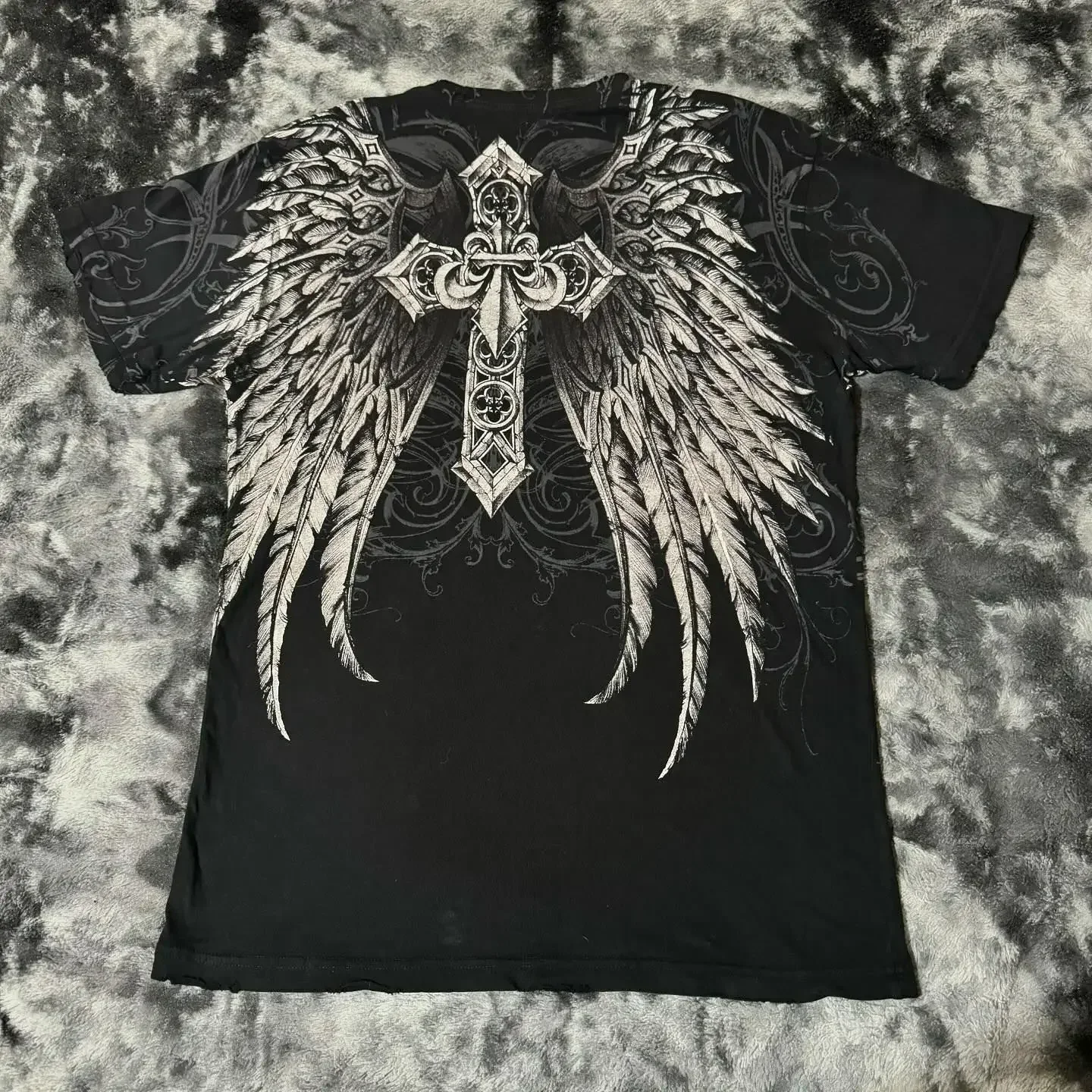 Y2k New Affliction T-shirt American Vintage Wing Pattern Printed T-Shirt Men Hip Hop Gothic Harajuku Oversize Short Sleeve Tops image 2