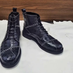 Goodyear Handmade  Real  Crocodile Leather Patchwork Business wedding Luxury Gentle Boots