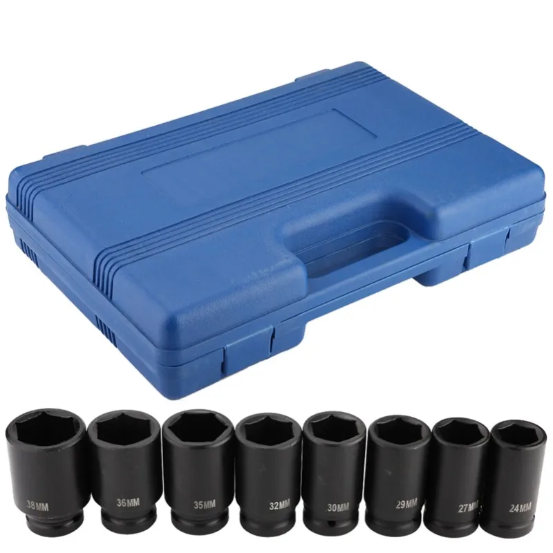

8 шт., набор глубоких ударных головок с приводом 3/4 дюйма — прочный, 24–38 мм — ручной инструмент, набор головок для ремонта