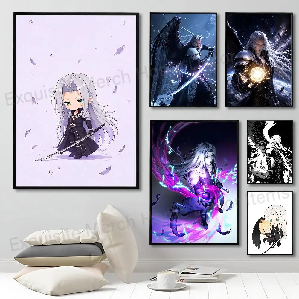 F-Final F-Fantasy Sephiroth F-FF7 Poster HD Art Sticky Wall Waterproof Home Living Room Bedroom Bar Aesthetic Decoration