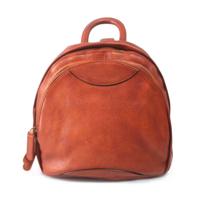 

Art Retro Leather Small Women Backpack Ladies School Bags Tide Casual Real Genuine Leather Top Layer Leather Wild Female