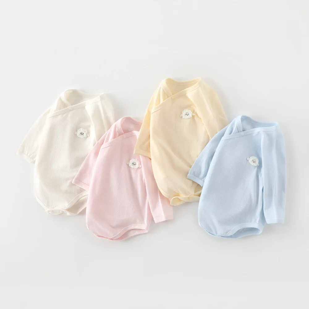 Spring Autumn Baby Clothing Summer Newborn Clothing Lamb Pattern Romper Jumpsuits Short Sleeve Sunsuits 0-12M Infant Rompers