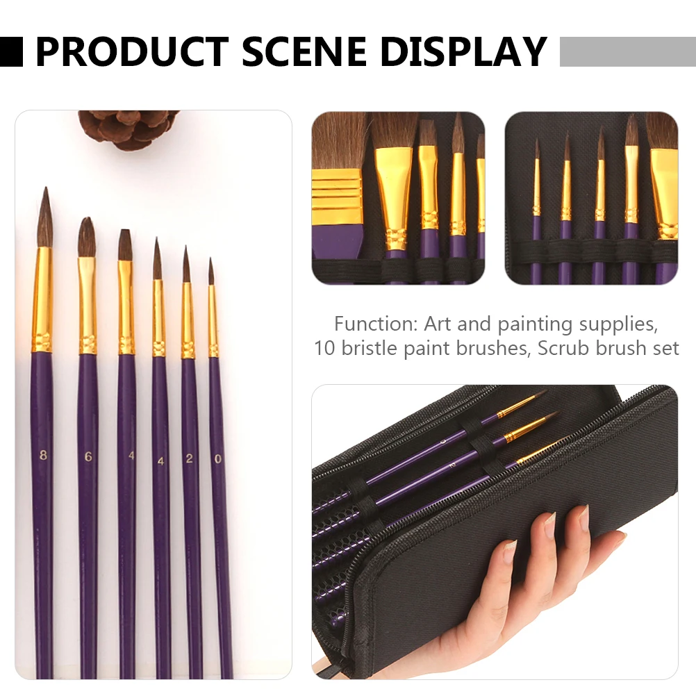 

1 set Oil Brush Board Set Watercolor Paintbrush Kit Aluminum Tube Wood Bristle Stencil Brushes for Crafts Home Decor Painting