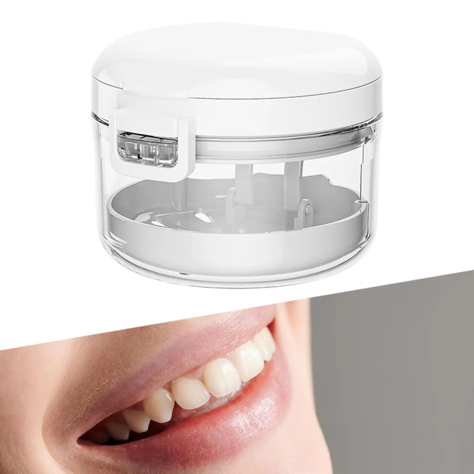 Denture Cup with Strainer Basket Easy Use Portable Compact Retainer Case