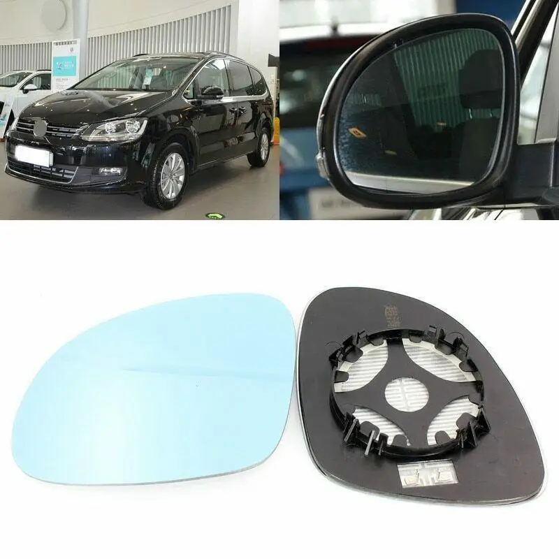 

For Volkswagen Sharan 2012-2017 Heating Blue Lens Large Vision Rearview Mirror Wide Angle Blue Glass Anti-Glare Turn Single Lamp