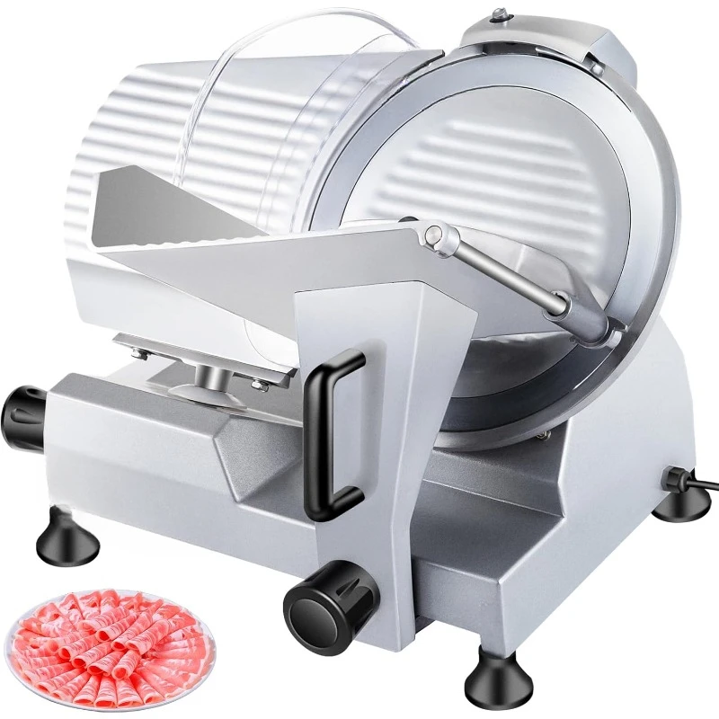 Commercial Meat Slicer, Electric Food Slicer,Frozen Meat Deli Slicer, Premium Chromium-plated Steel Blade Semi-Auto Meat Slicer