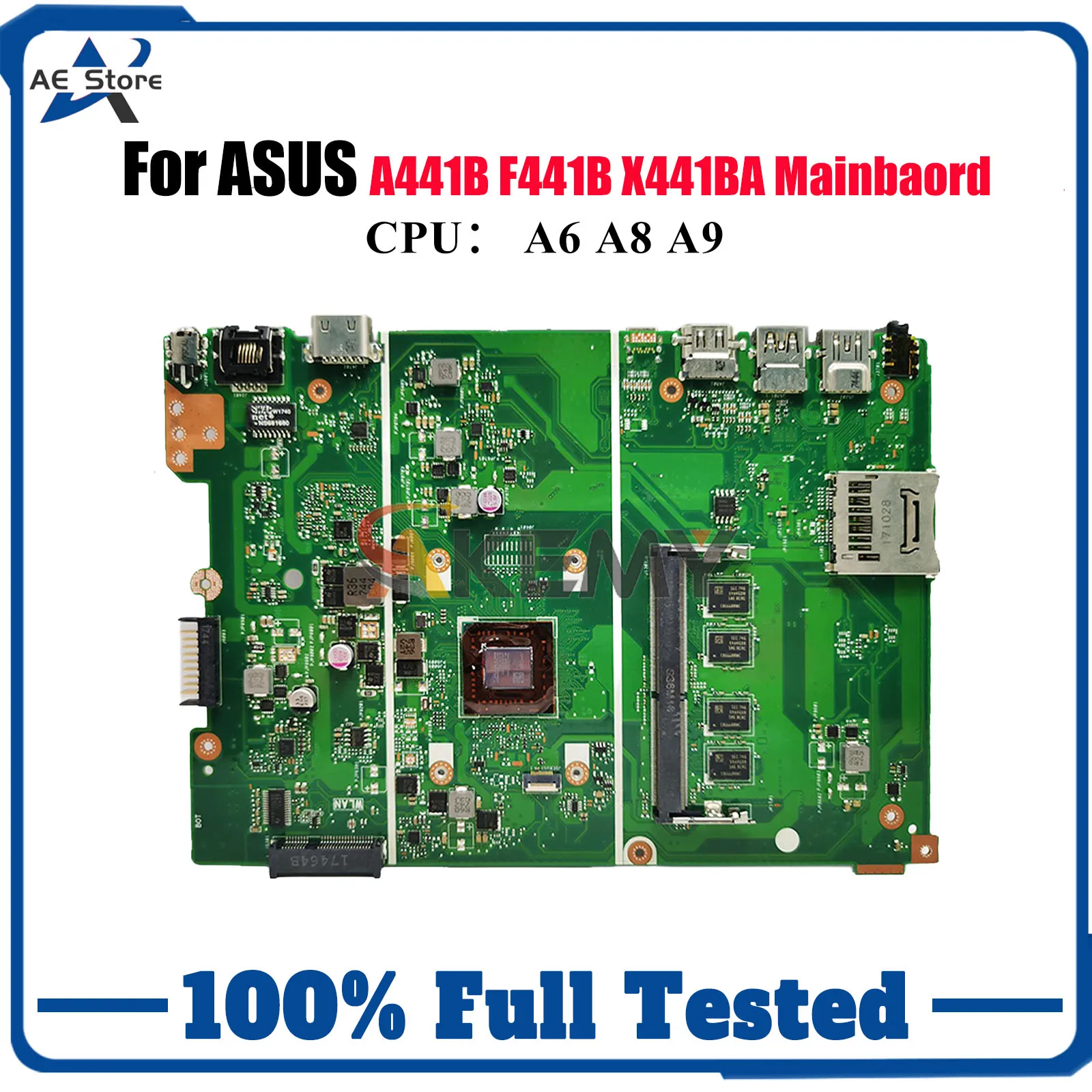 

X441BA Laptop Motherboard For ASUS VivoBook A441B F441B X441B X441BA Notebook Mainboard With A6 A8 A9 CPU tests OK fast shipping