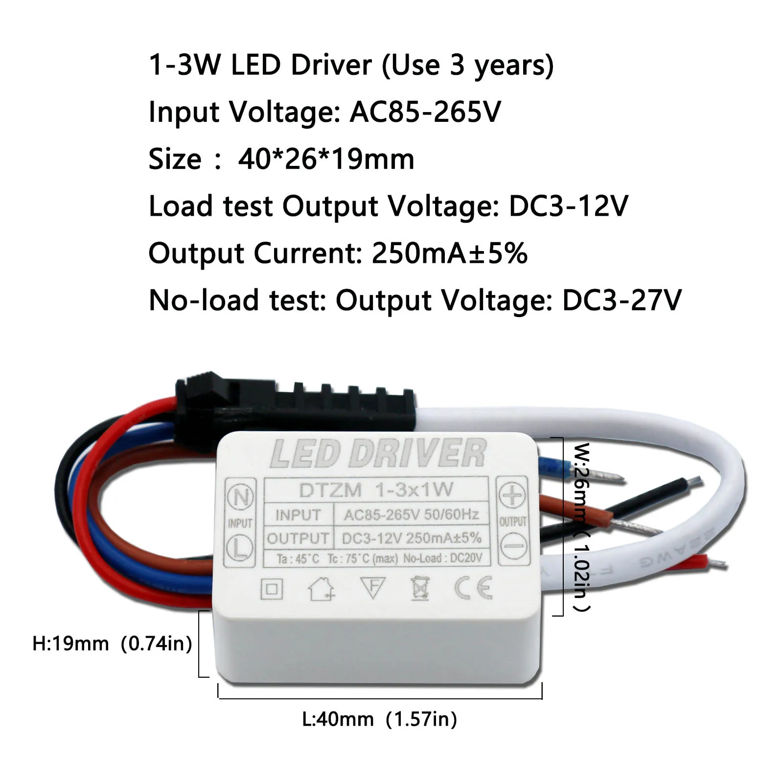 LEDドライバー,1W,2W,3W,250ma,出力ユニット,DC3-12V LEDスポットライト用変圧器