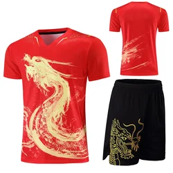 Latest Chinese Dragon Table Tennis Jerseys Kit Men Women Children China Ping Pong Suits Table Tennis Sets Sport Shirt Clothes