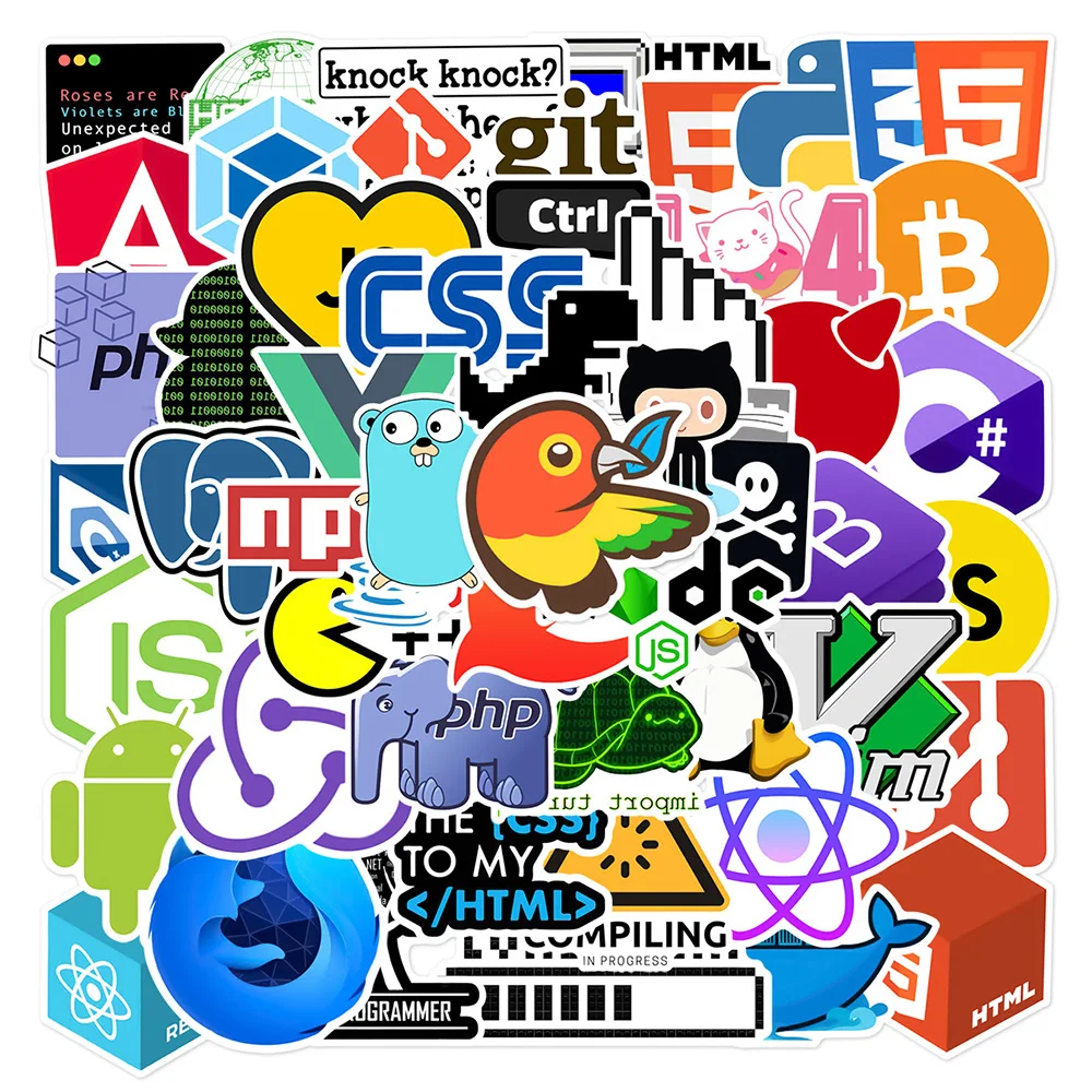 10/30/50 Uds. Pegatinas Divertidas de Programador Geek de Dibujos Animados Java Php, Calcomanías DIY para Equipaje, Laptop y Teléfono, Embalaje