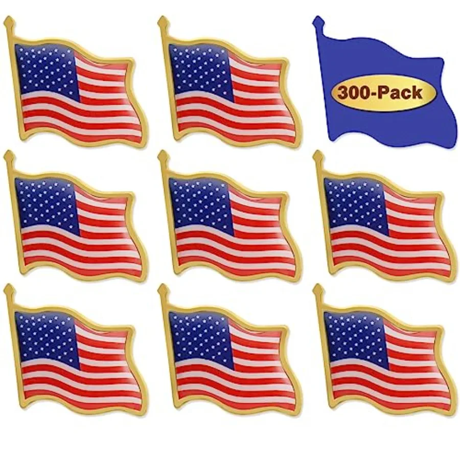 

50/100/200/300Pack American Flag Lapel Pins Bulk Metal - USA United States Patriotic Souvenir Badge Pins For Memorial Veteran D