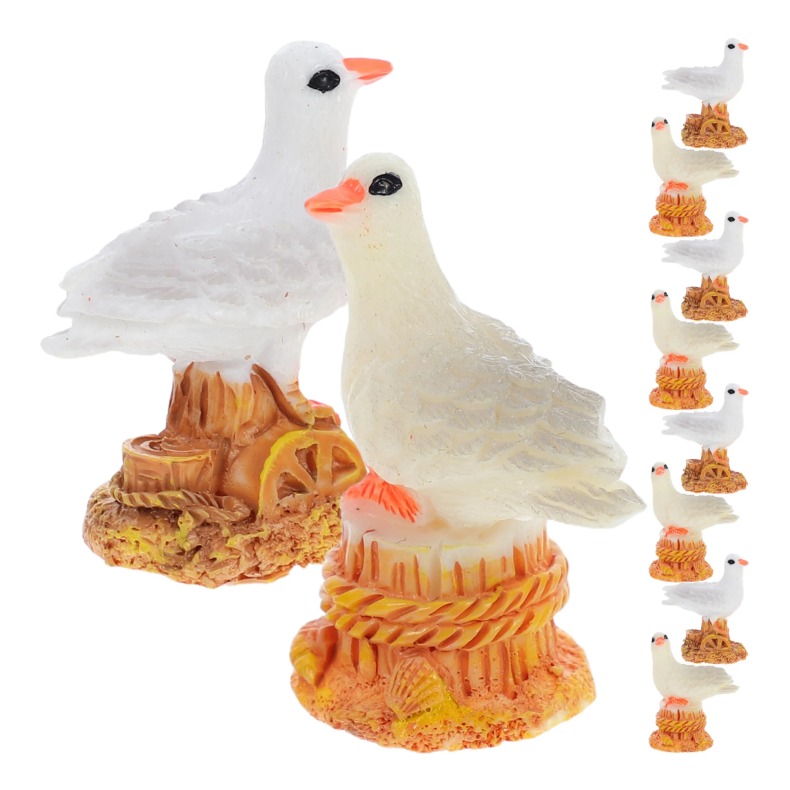 

10Pcs Resin Seagull Sculpture Garden Bird Statue for Indoor Outdoor Decor Desktop Bookshelf Yard Coastal Seaside Decoration