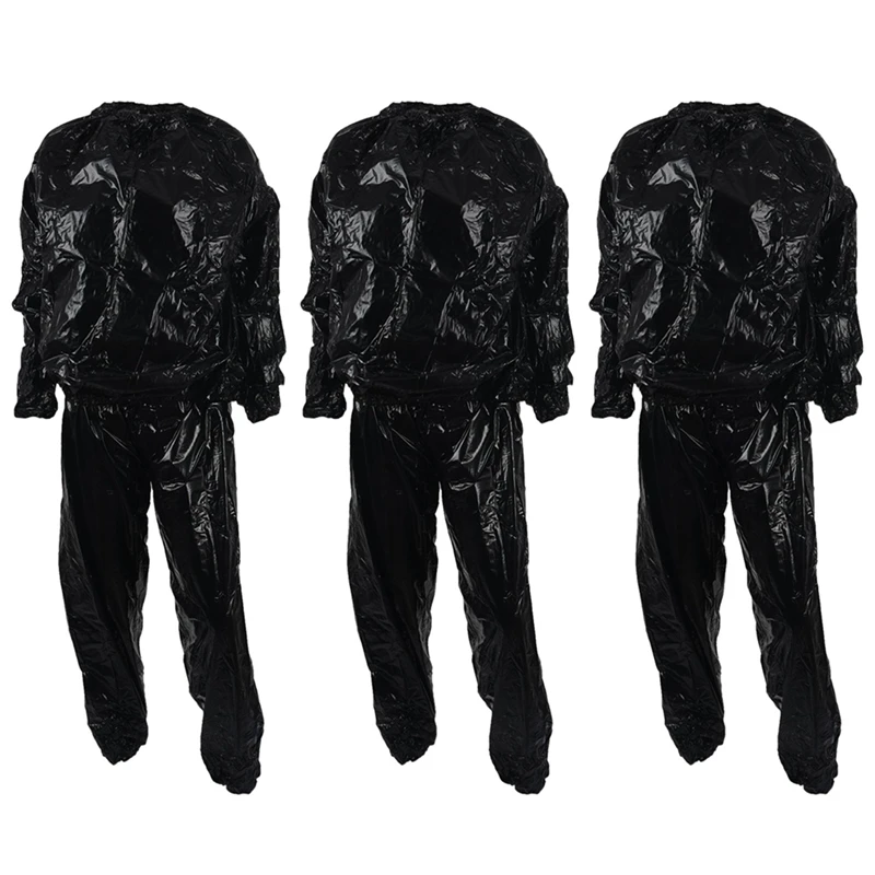 Y67A-3X Heavy Duty Fitness Weight Loss Sweat Sauna Suit Exercise Gym Anti-Rip Black 4XL