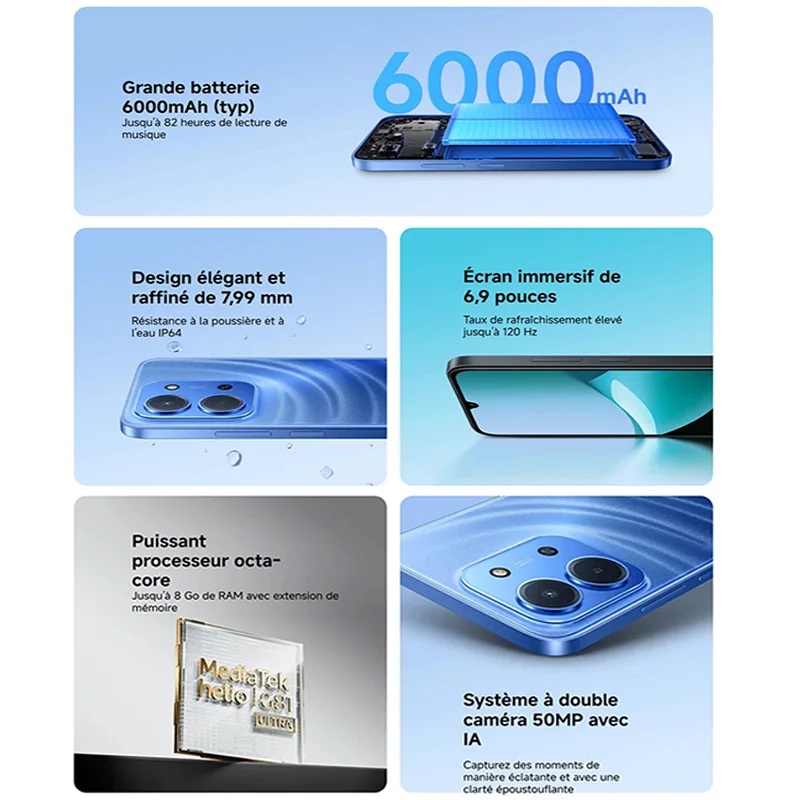 هاتف Xiaomi Redmi 15C، هاتف ذكي، شاشة 6.9 بوصة، 120 هرتز، MediaTek Helio G81-Ultra، بطارية 6000 مللي أمبير، كاميرا 50 ميجابكسل، IP64