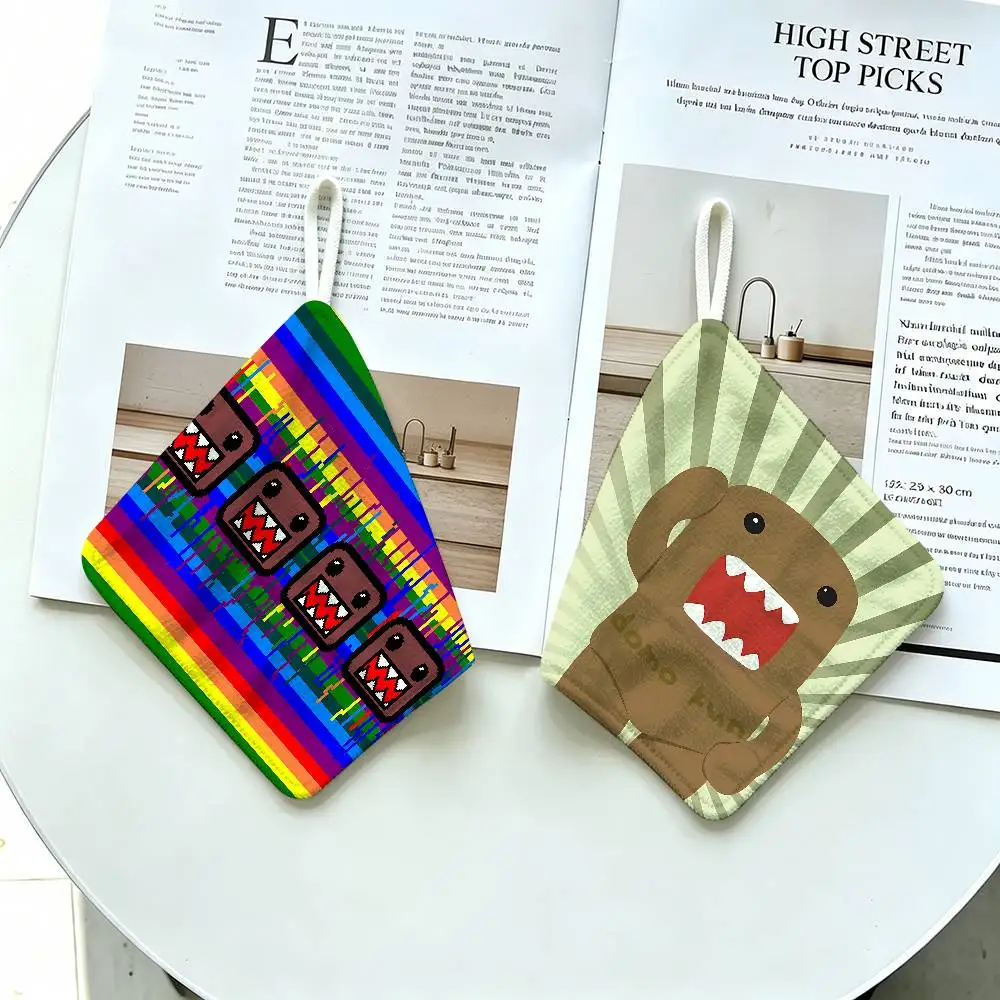 Cute Domo-kun Soft Polyester Cotton Towel, Hanging Kitchen Style Hand Wiping Cloth for Restaurant Home