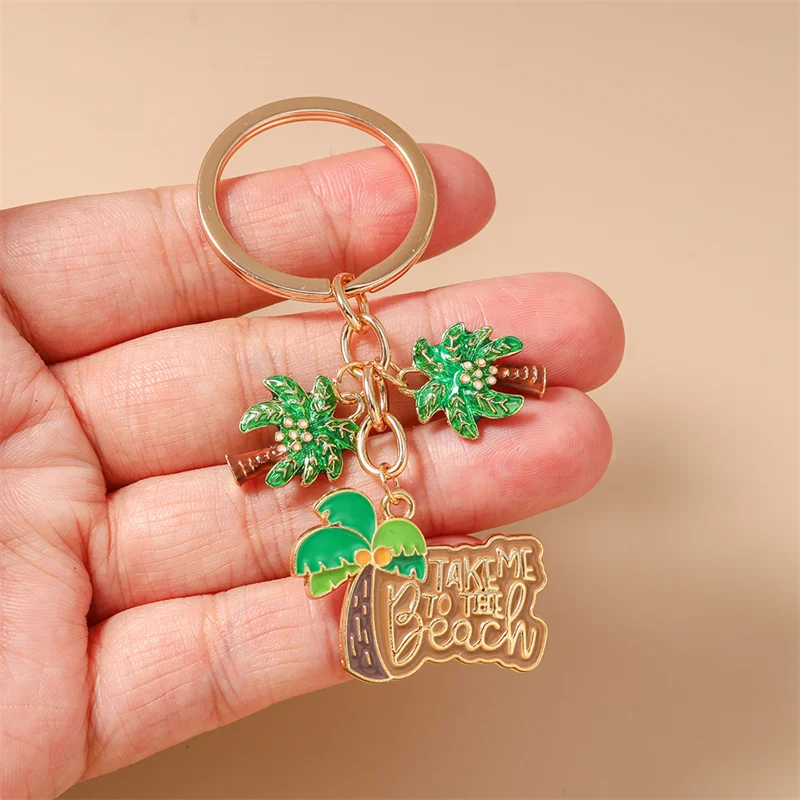 Aihua Niedlicher Sommer-Strand-Kokosnussbaum-Schlüsselanhänger für Frauen und Mädchen, Handtaschenanhänger, Schlüsselanhänger für den Strand, Urlaubs-Schmuckgeschenke – Detail 3