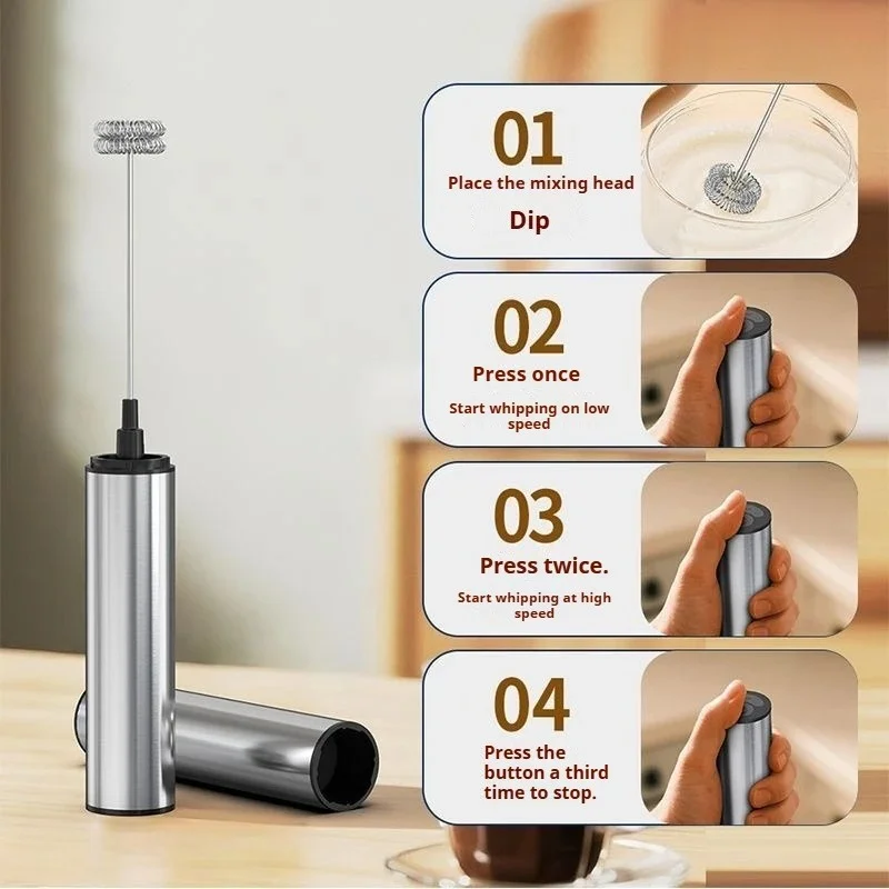 Electric Milk Frother Household 3 Speeds Rechargeable Coffee Blender Covered Storage Handheld Foam Maker for Milk Drink