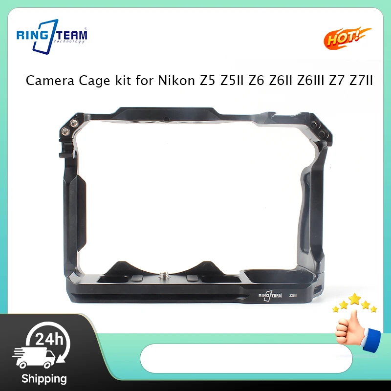 

Camera Cage for Nikon Z5 Z5II Z6 Z6II Z6III Z7 Z7II Full Button Access Expand Rig with Arri Locating Holes Cold Shoe