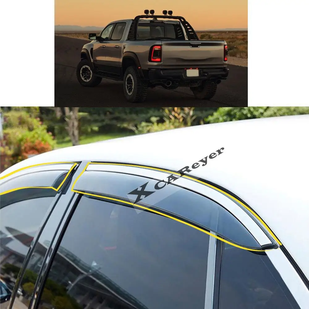 For DODGE Ram 2019 2020 2021 Car Body Styling Sticker Plastic Window Glass Wind Visor Rain/Sun Guard Vent Parts