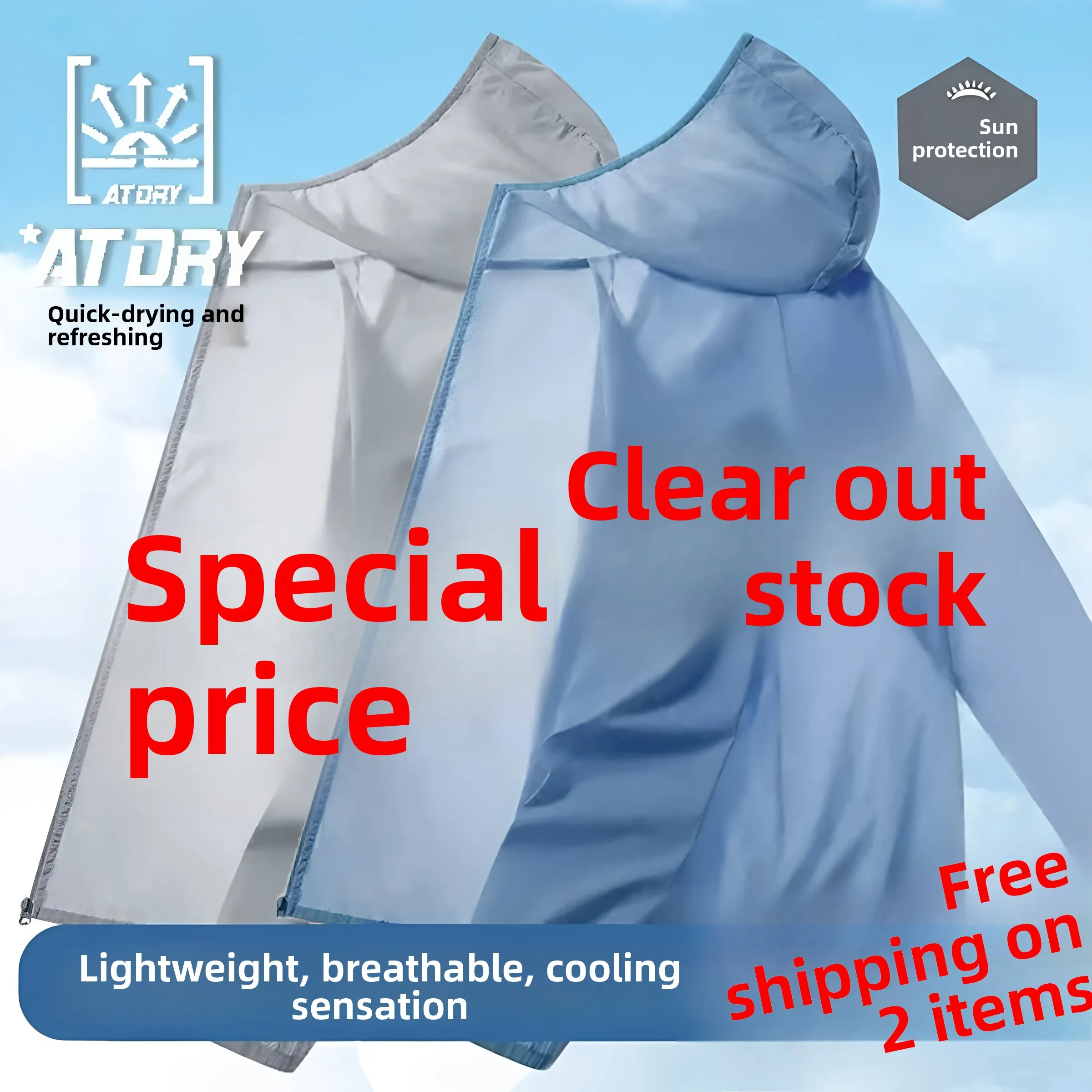 High-End Hooded Sun Protection Clothing Men's Summer Ice Silk Breathable Lightweight Cool Feeling Outdoor Large Size Casual S...