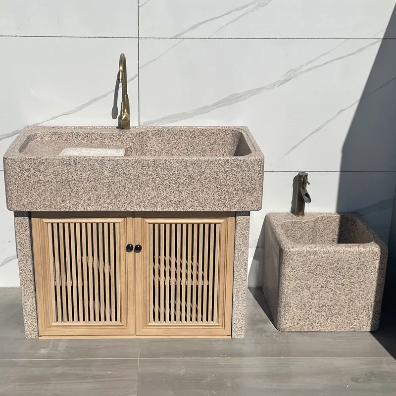 Balcony Stone Laundry Pool Outdoor Marble Sink Courtyard Granite Laundry Sink Household Laundry Basin