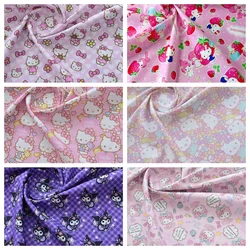 Miniso Sanrio Hello Kitty Melody Kuromi 100% Cotton Fabric Sewing Material For Patchwork DIY Quilting Fabrics Sew Child Clothes