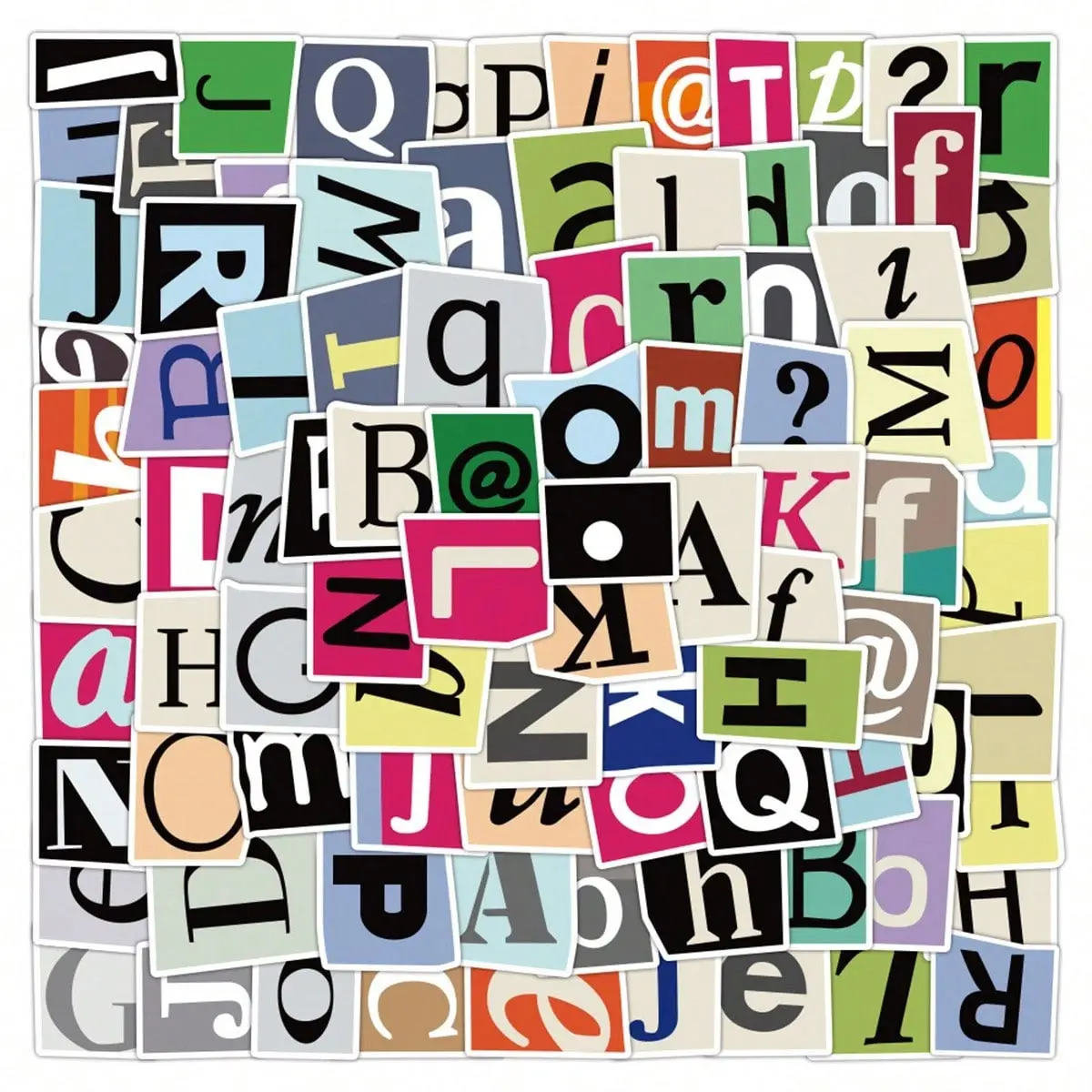 100 Creative Letter Stickers, Retro Collage Style, Colorful Newspaper Font Patterns, Multi-Scene Decorative Stickers, Suitable for Journaling Collages and Poster Making