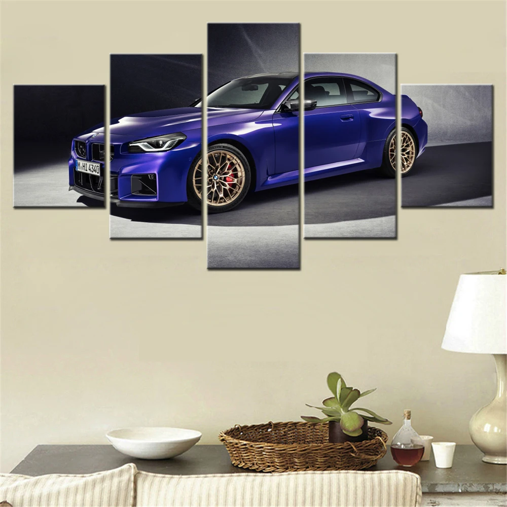 

5 Pieces Canvas Wall Arts Poster Painting Purple Cars CS 2025 Wallpaper Home Decorative Picture Printing For Living Room Mural