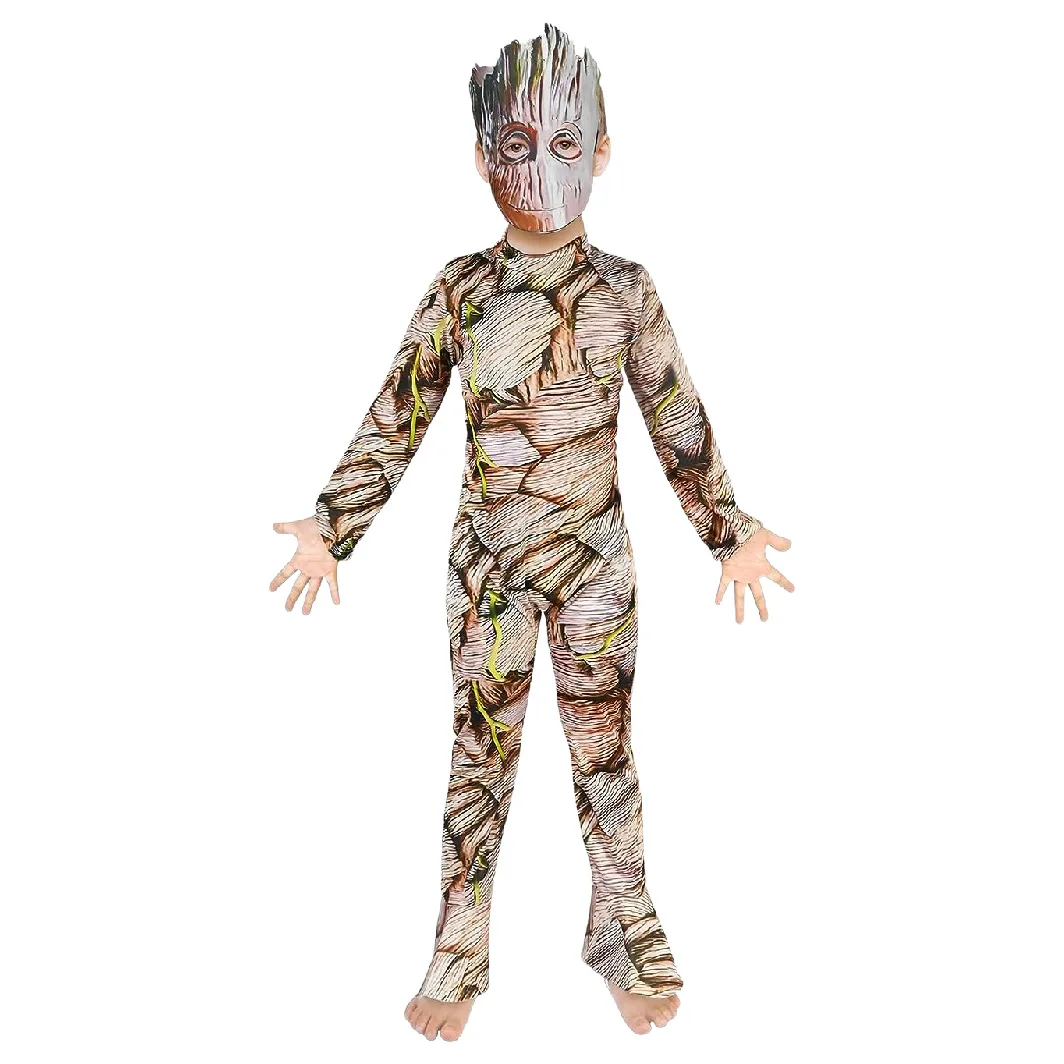 Disfraz de Groot con máscara para niños, mono de Cosplay de lujo, traje de fiesta de Halloween