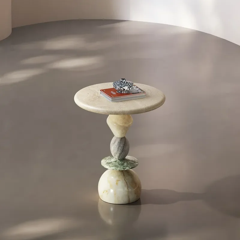 for European Style Creative Design Cave Stone Edge Coffee Table for Bedroom Living Room Cafe Artistic Natural Corner Side