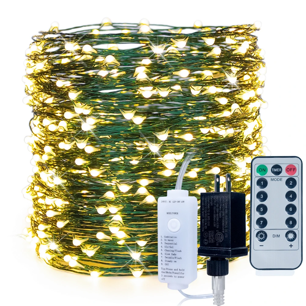 Remote Control Christmas Tree String Lights Copper Wire Star Fairy Lights for Green Plants Garland Decoration