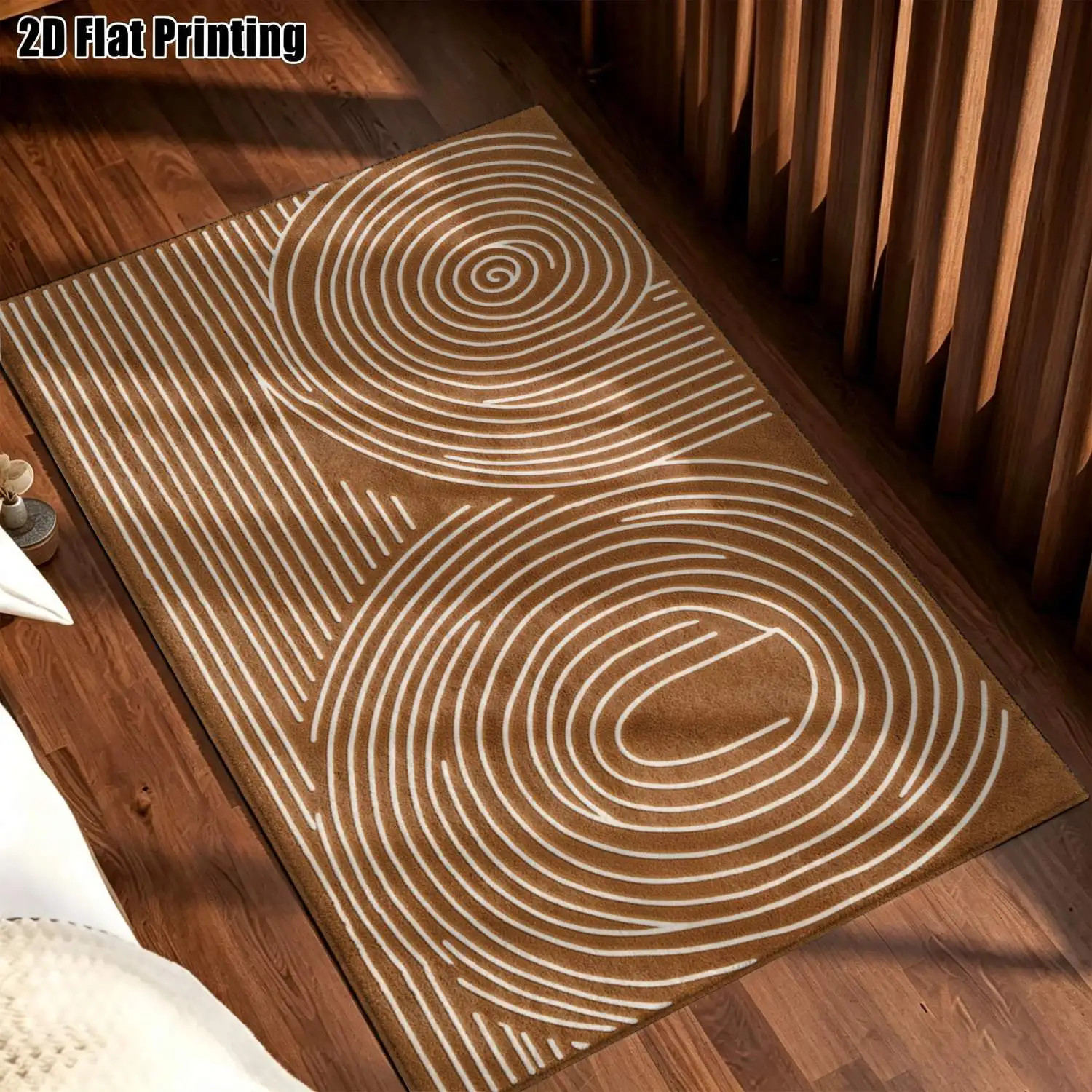 1Pc 2D Printed Retro Brown-Grey Geometric Diamond Pattern Nordic Minimalist Carpet, Multi-Size Machine-Washable Home Decor for Entrance, Dining, Foyer, Bedroom, Study, Living Room