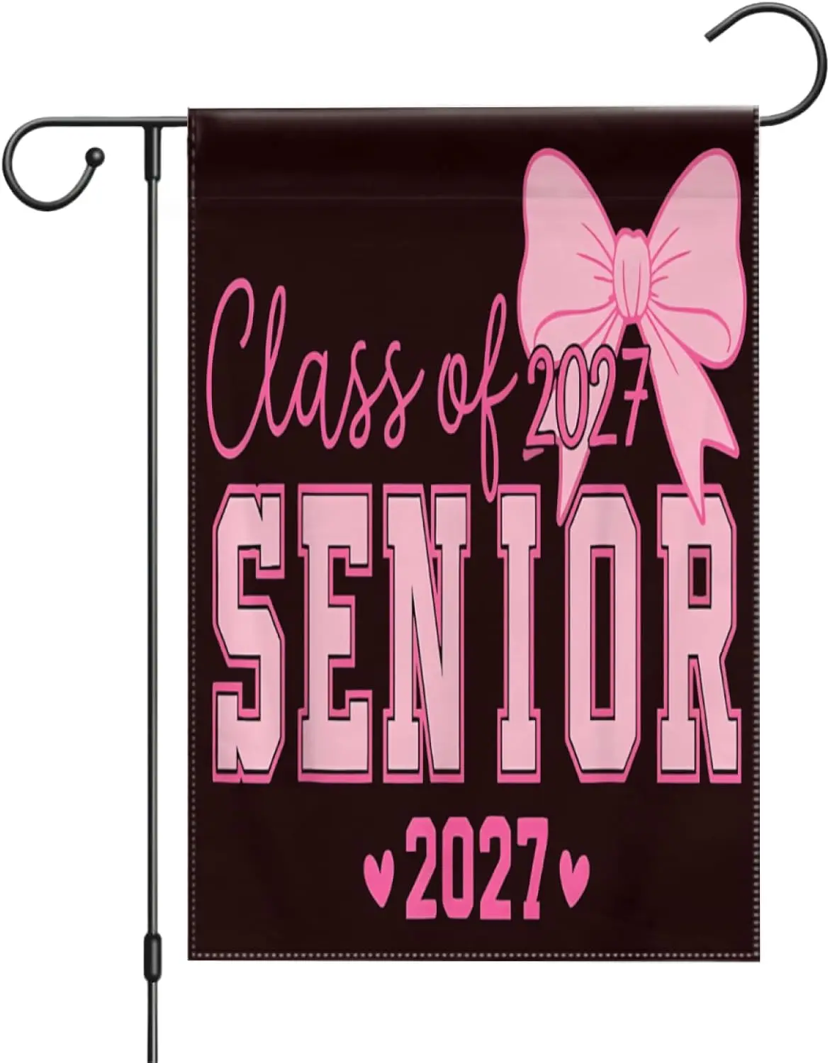 Senior 2027 Class of 2027 Coquette Pink Bow Graduation 2027 Americana Style Parade Flags, 12x18 Inch Single-Sided Garden Fla yyi