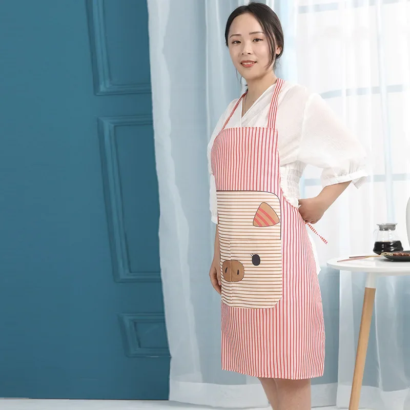 Aprons Pig Pattern Kitchen Apron with Soft Strap Polyester Easy to Clean Cooking Bib for Baking Household Cleaning Tools