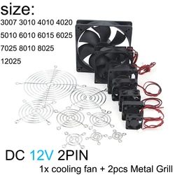 DC 12 V Fan 2pin Cooling 3010 5010 7025 8025 12025 Borstelloze Guard Metalen Grill Cover 40mm 60mm 80mm 120mm voor 3d print DIY