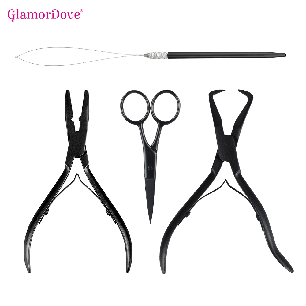 Haarverlenging Tang Set Micro Ring Applicatie Tang Micro Kralen Dichterbij Opener Tang Haar Lus Tool Naaien Schaar