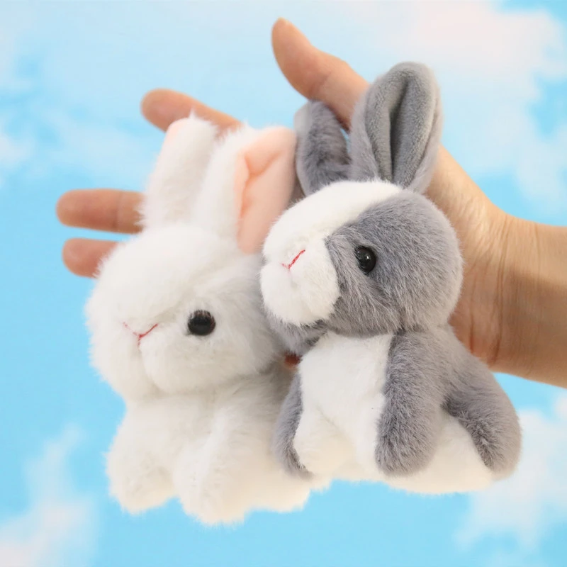 New Simulation Little Rabbit Plush Pendant Soft Cute Little Pink Rabbit Doll Keychain Doll Backpack Schoolbag Children Girl Gift